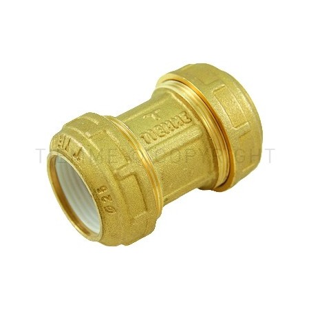 RACCORDO DIRITTO DOPPIO A COMPRES OGIVA ACETALICA TUBO PE/PEHD/PEX Ø 25 - 25 COMPACT - 3461 TIEMME 3430015 1