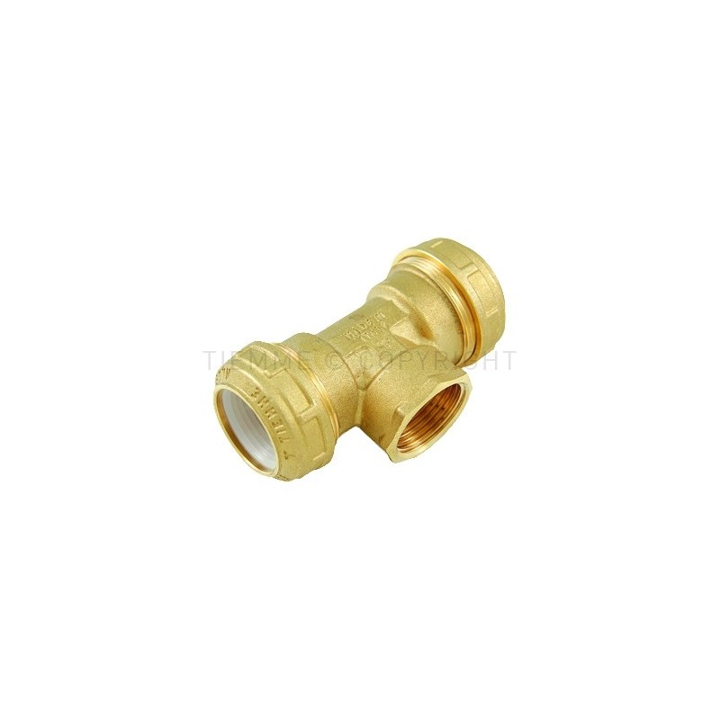 RACCORDO TEE F A COMPRES OGIVA ACETALICA TUBO PE/PEHD/PEX Ø 32X1"X32 COMPACT - 3469 TIEMME 3430028 1