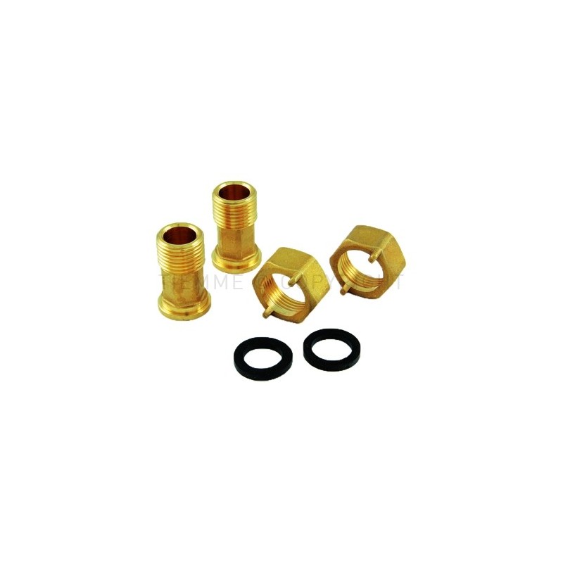 SET (2 CANNOTTI - 2 DADI GIREVOLI - 2 GUARNIZIONI PIANE) 1/2"MASX3/4"FEM - 1522 TIEMME 1500035 1