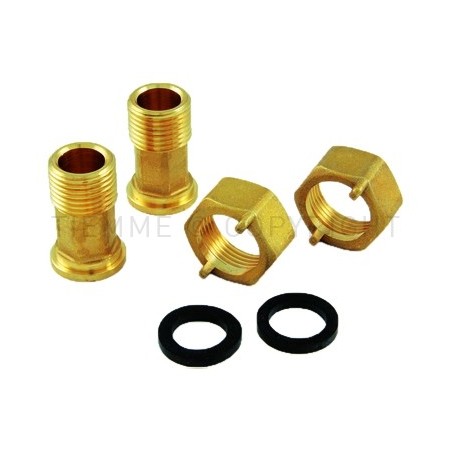 SET (2 CANNOTTI - 2 DADI GIREVOLI - 2 GUARNIZIONI PIANE) 1/2"MASX3/4"FEM - 1522 TIEMME 1500035 1
