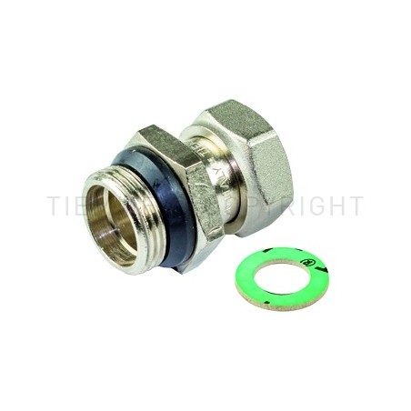 RACCORDO DIRITTO NI M - F CON GIRELLO E GUARNIZIONE PIANA PRETENUTA 1"1/4X1"1/4 - 1525NR TIEMME 1500902 1