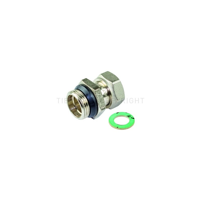 RACCORDO DIRITTO NI M - F CON GIRELLO E GUARNIZIONE PIANA PRETENUTA 3/4"X3/4" - 1525NR TIEMME 1500904 1