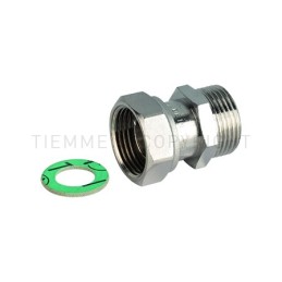 RACCORDO DIRITTO NI M - F CON GIRELLO E GUARNIZIONE PIANA PRETENUTA 1/2"X1/2" - 1525NR TIEMME 1500905 1