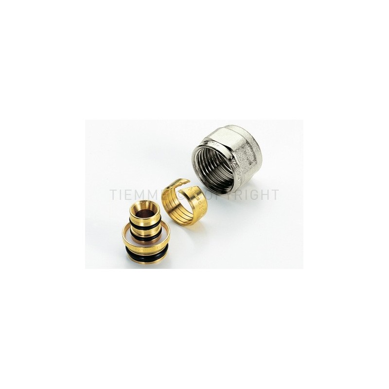 Raccordo curvo femmina flangiato con ogiva in ptfe per tubo rame serie 1256 1/2 ø16 TIEMME Raccordo curvo femmina flangiato con ogiva in ptfe per tubo rame serie 1256 1/2 ø16 TIEMME