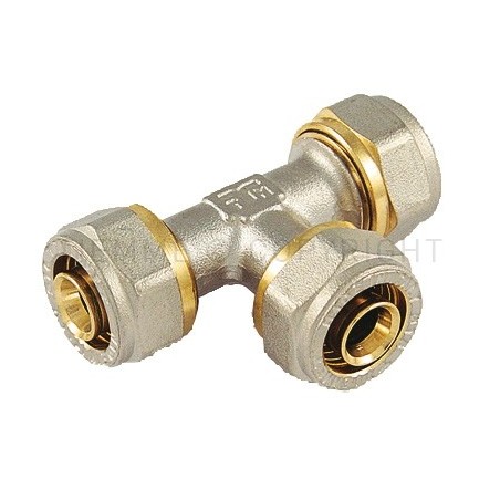 RACCORDO TEE A STRINGERE TUBO AL - PEX Ø 26 - 26 - 26 SP 3 - 1607INS TIEMME 1580035 1
