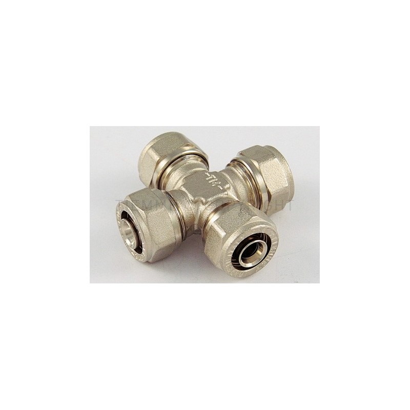 RACCORDO CROCE NI A STRING TUBO AL - PEX Ø 18 - 18 - 18 - 18 SP 2 - 1610 TIEMME 1600121 1