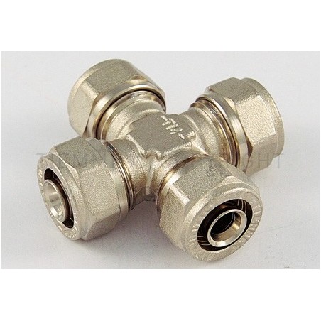 RACCORDO CROCE NI A STRING TUBO AL - PEX Ø 18 - 18 - 18 - 18 SP 2 - 1610 TIEMME 1600121 1