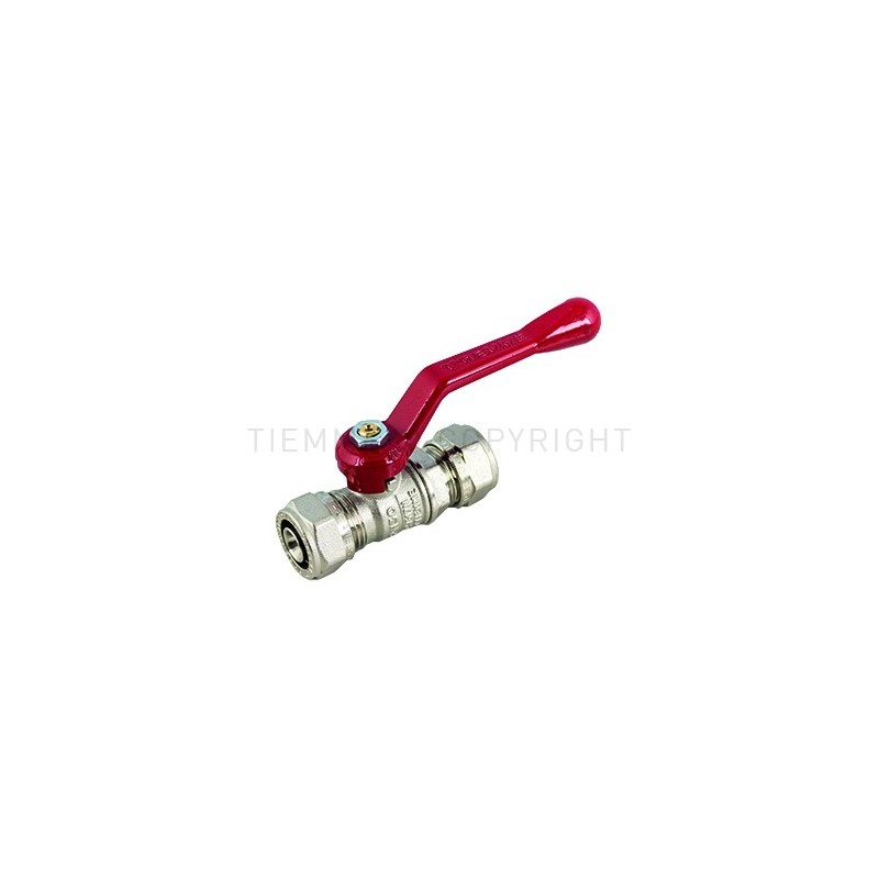 VALVOLA SFERA NI A STRINGERE TUBO AL - PEX Ø 20 SP 2 LEVA ALLUMINIO ROSSA - 2143 TIEMME 1620005 1