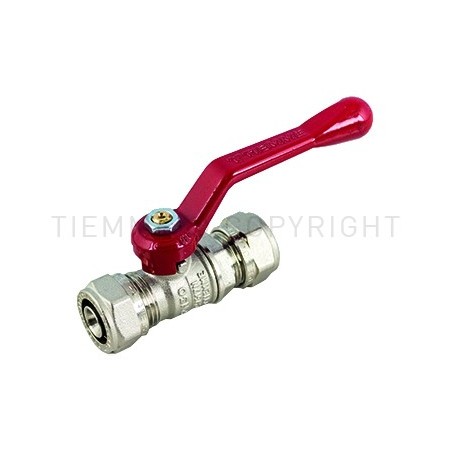 VALVOLA SFERA NI A STRINGERE TUBO AL - PEX Ø 20 SP 2 LEVA ALLUMINIO ROSSA - 2143 TIEMME 1620005 1