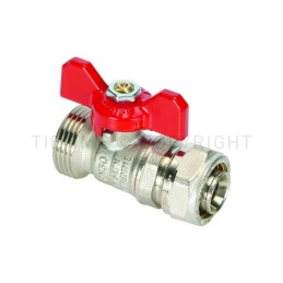 VALVOLA SFERA NI A STRINGERE TUBO AL - PEX/MASCHIO Ø 16 1/2" LEVA FARF ROSSA - 2154R TIEMME 1620025 1