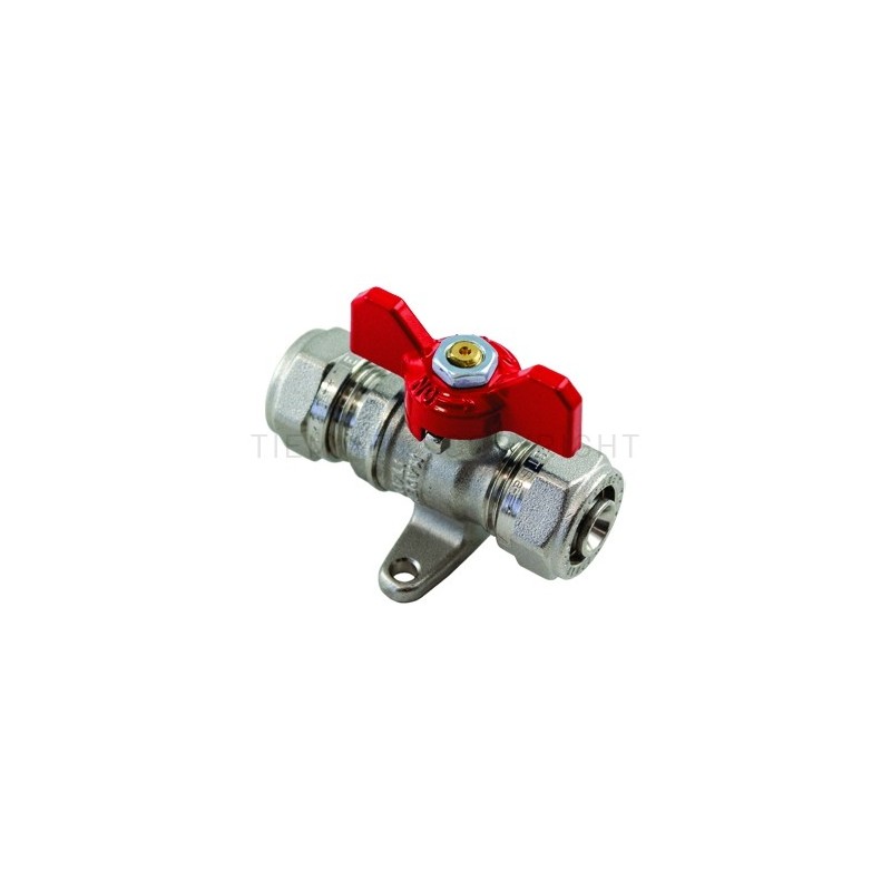 VALVOLA SFERA NI A STRINGERE TUBO AL - PEX Ø 16 SP 2 LEVA FARF ROSSA - 2153FLR TIEMME 1620029 1