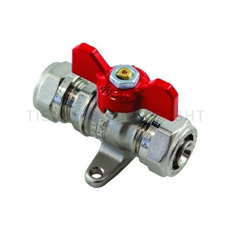 VALVOLA SFERA NI A STRINGERE TUBO AL - PEX Ø 16 SP 2 LEVA FARF ROSSA - 2153FLR TIEMME 1620029 1