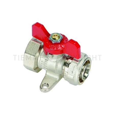 VALVOLA SFERA NI A STRINGERE TUBO AL - PEX/FEMMINA Ø 16 1/2" LEVA FARF ROSSA - 2155FLR TIEMME 1620033 1