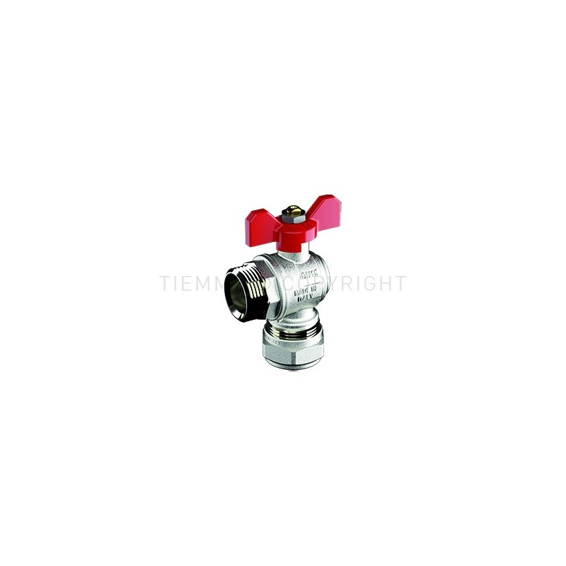VALVOLA SFERA 90 gradi NI A STRINGERE TUBO AL - PEX/MASCHIO Ø 20 3/4" LEVA FARF ROSSA - 2156R TIEMME 1620051 1