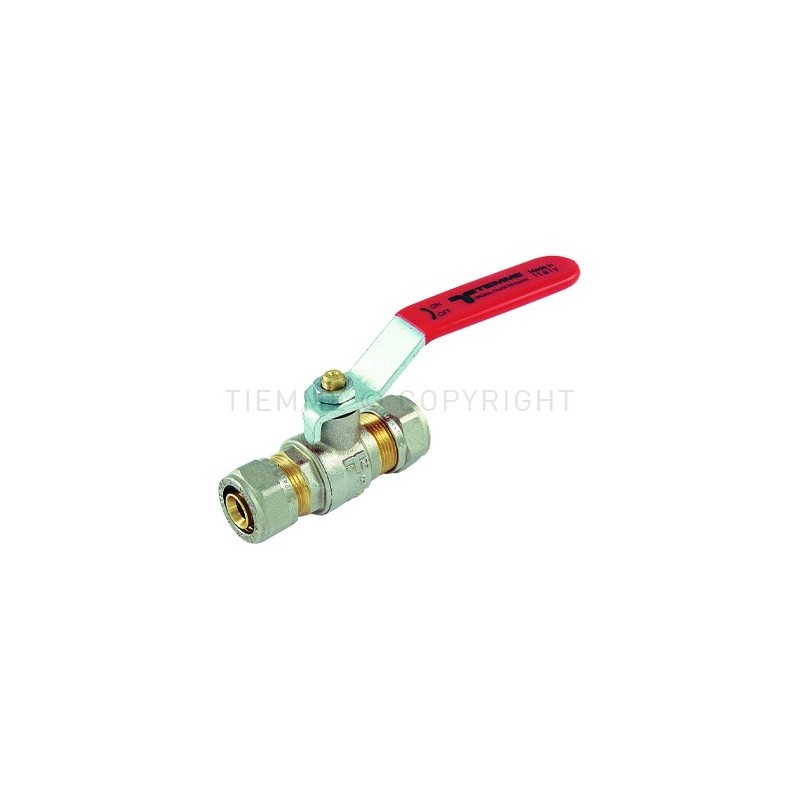 VALVOLA SFERA NI A STRINGERE TUBO AL - PEX Ø 26 SP 3 LEVA ACCIAIO PIATTA PLASTIF ROSSA - 2163 TIEMME 1620087 1