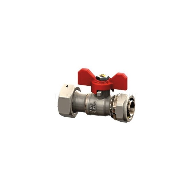 VALVOLA SFERA NI A STRINGERE/GIRELLO TUBO AL - PEX Ø 20 X 3/4" LEVA FARF ROSSA - 2160 TIEMME 1620116 1