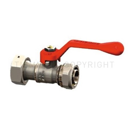 VALVOLA SFERA NI A STRINGERE/GIRELLO TUBO AL - PEX Ø 26 X 3/4" LEVA ALLUMINIO ROSSA - 2161 TIEMME 1620122 1