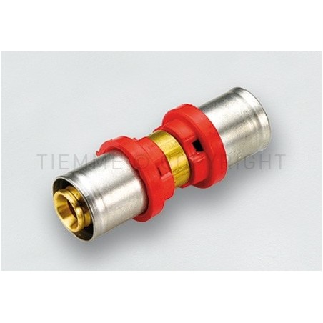 RACCORDO DIRITTO DOPPIO A PRESS TUBO AL - PEX Ø 20 - 20 - 1651 TIEMME 1650022 1