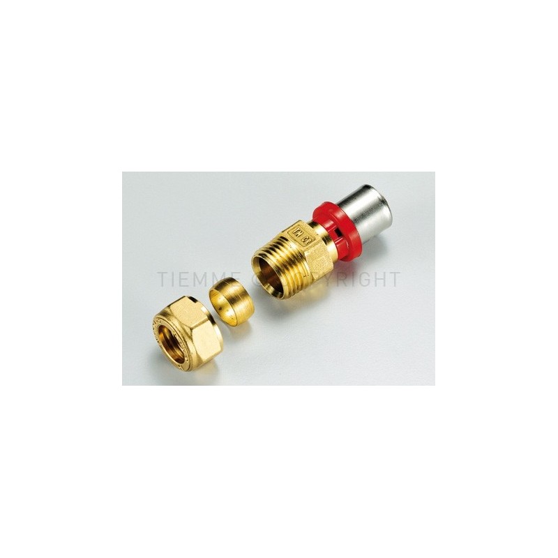 RACCORDO DIRITTO DOPPIO A PRESS/COMPRES TUBO AL - PEX/CU Ø 16 - 15 - 1651KB TIEMME 1650120 1