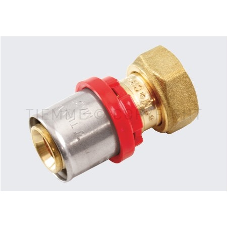 RACCORDO DIRITTO CON GIRELLO E GUARNIZIONE PIANA A PRESS TUBO AL - PEX Ø 14 X 1/2" - 1665 TIEMME 1650301 1
