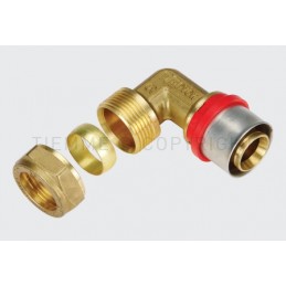 RACCORDO CURVO DOPPIO A PRESS/COMPRES TUBO AL - PEX/CU Ø 26 - 22 - 1653KB TIEMME 1650324 1
