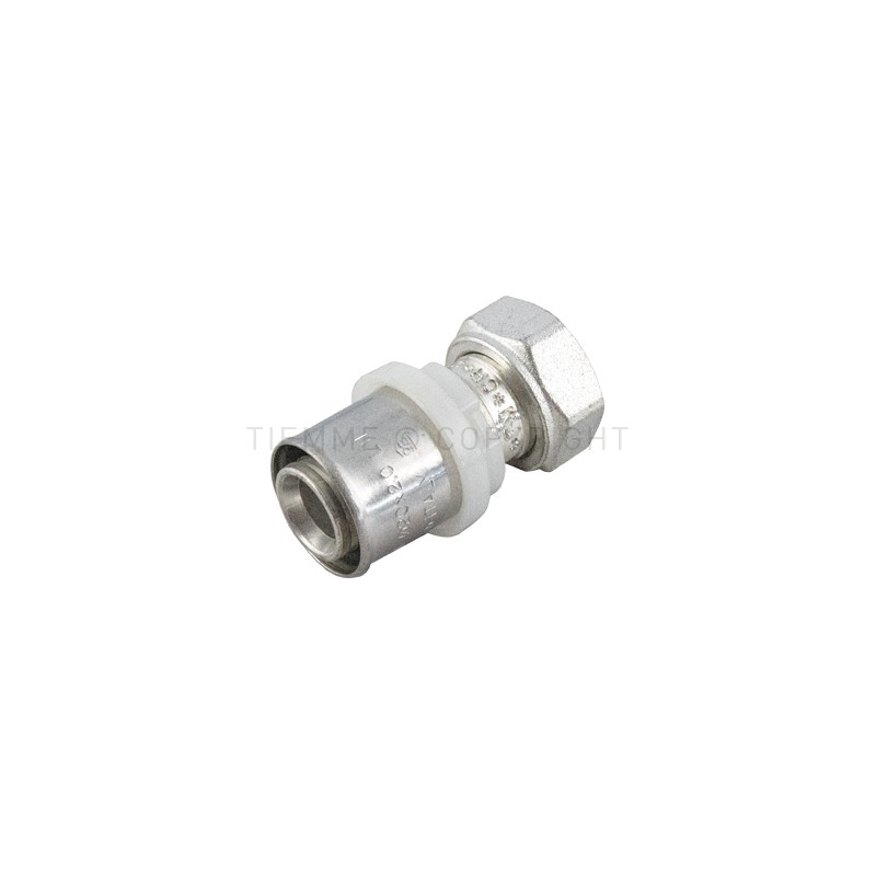 RACCORDO DIRITTO CON GIRELLO SN E GUARNIZIONE PIANA A PRESS TUBO AL - PEX Ø 20 X 1/2" - 1665SN TIEMME 1650736 1
