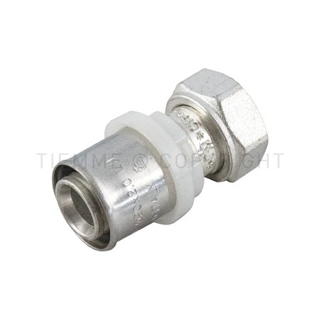 RACCORDO DIRITTO CON GIRELLO SN E GUARNIZIONE PIANA A PRESS TUBO AL - PEX Ø 20 X 1/2" - 1665SN TIEMME 1650736 1