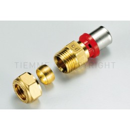 RACCORDO DIRITTO DOPPIO A PRESS/COMPRES TUBO AL - PEX/CU Ø 16 - 16 - 1651KB TIEMME 1651027 1