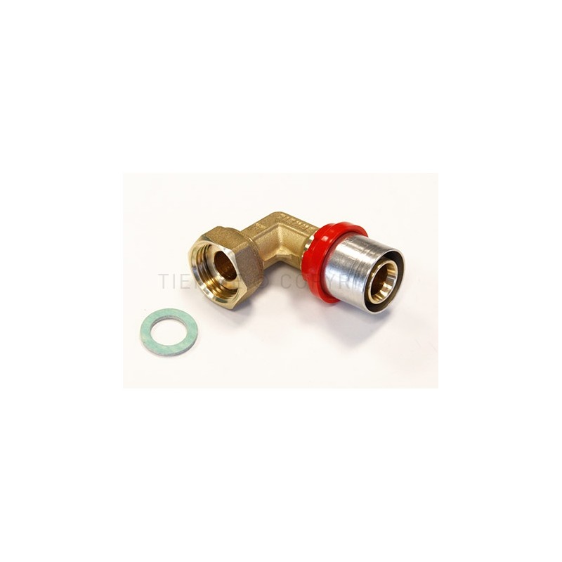 RACCORDO CURVO CON GIRELLO E GUARNIZIONE PIANA A PRESS TUBO AL - PEX Ø 20 X 1" - 1660BP TIEMME 1651413 1