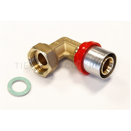 RACCORDO CURVO CON GIRELLO E GUARNIZIONE PIANA A PRESS TUBO AL - PEX Ø 20 X 1" - 1660BP TIEMME 1651413 1