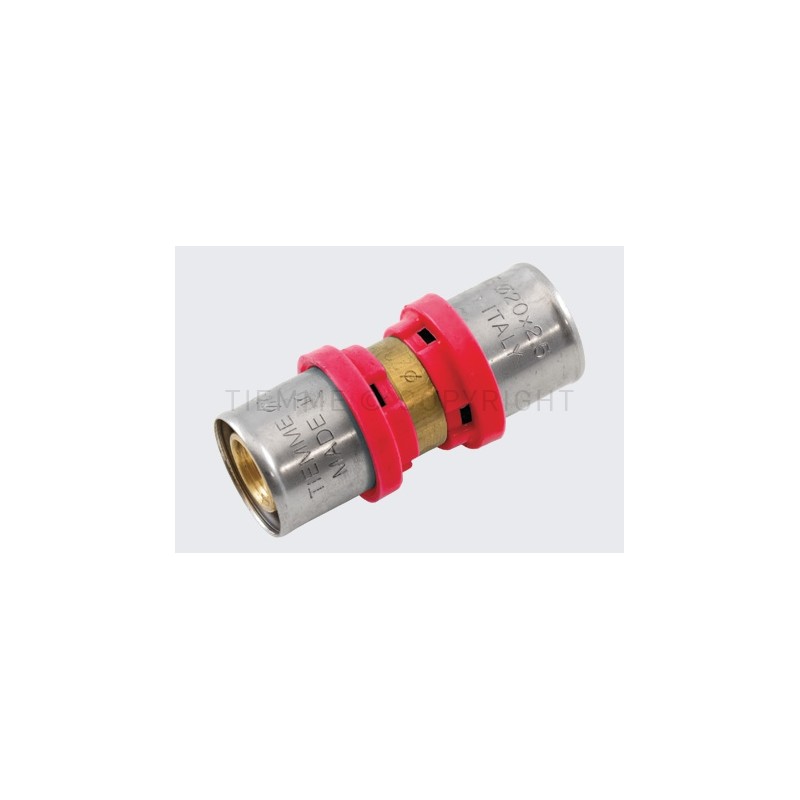 RACCORDO DIRITTO DOPPIO COMPACT A PRESS TUBO AL - PEX Ø 20(2,0) - 20(2,5) - 1651CT TIEMME 1660098 1