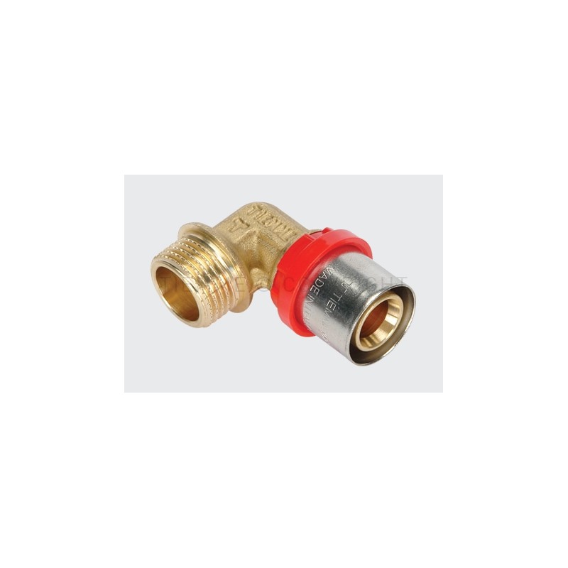 RACCORDO CURVO M COMPACT A PRESS TUBO AL - PEX Ø 20(2,5) X 1/2" ISO228 - 1654CT TIEMME 1660127 1
