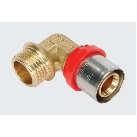 RACCORDO CURVO M COMPACT A PRESS TUBO AL - PEX Ø 20(2,5) X 1/2" ISO228 - 1654CT TIEMME 1660127 1