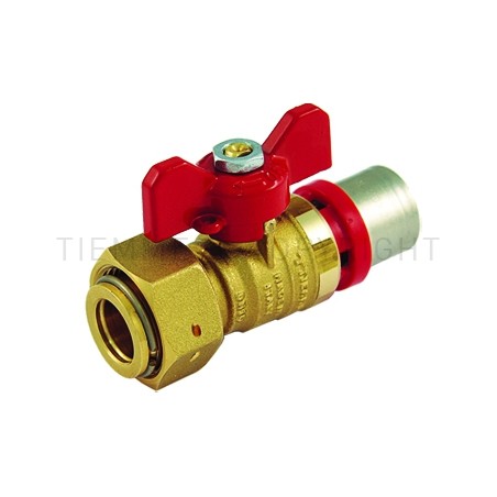 VALVOLA SFERA A PRESS/GIRELLO CHECK VALV TUBO AL - PEX Ø 20 X 3/4" LEVA FARF ROSSA - 1697CK TIEMME 1680029 1