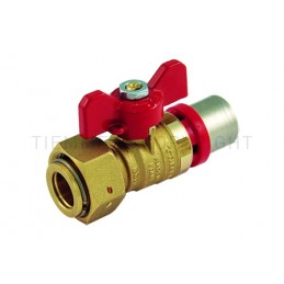 VALVOLA SFERA A PRESS/GIRELLO TUBO AL - PEX Ø 26 X 3/4" LEVA FARF ROSSA - 1697 TIEMME 1680030 1