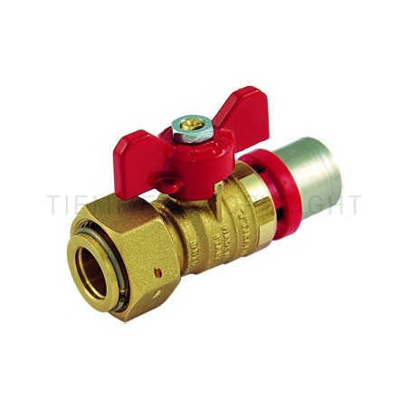 VALVOLA SFERA A PRESS/GIRELLO TUBO AL - PEX Ø 32 X 1" LEVA FARF ROSSA - 1697 TIEMME 1680032 1