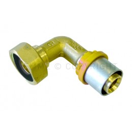 RACCORDO CURVO CON GIRELLO E GUARNIZIONE PIANA A PRESS TUBO AL - PEX GAS Ø 16 X 3/4" - 2660BP TIEMME 2650030 1