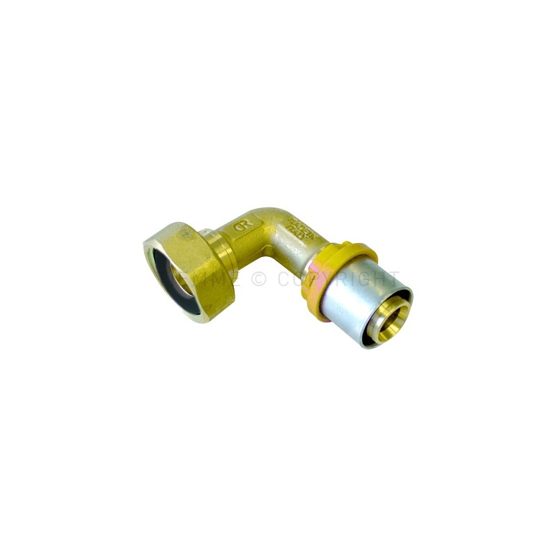 RACCORDO CURVO CON GIRELLO E GUARNIZIONE PIANA A PRESS TUBO AL - PEX GAS Ø 26 X 3/4" - 2660BP TIEMME 2650060 1