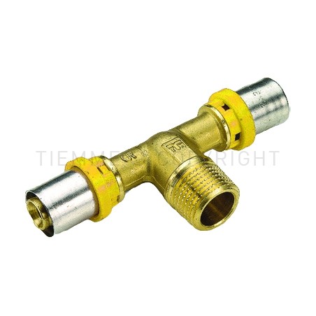 RACCORDO TEE M A PRESS TUBO AL - PEX GAS Ø 20X1/2"X20 - 2658 TIEMME 2650063 1