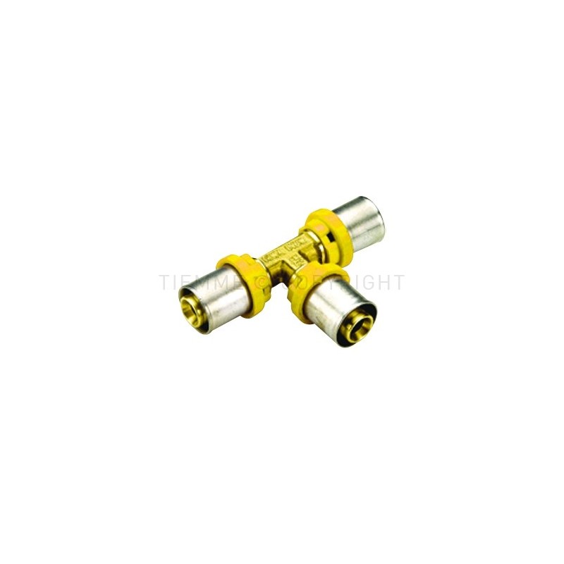 RACCORDO TEE A PRESS TUBO AL - PEX GAS Ø 20 - 16 - 20 - 2657 TIEMME 2650080 1