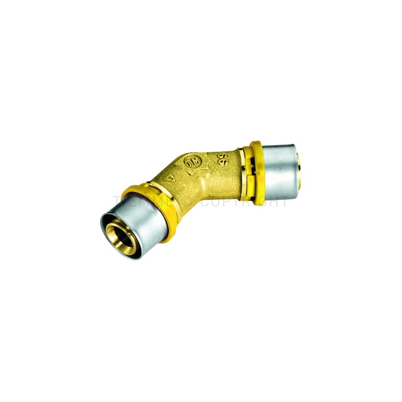 RACCORDO CURVO 45 gradi A PRESS TUBO AL - PEX GAS Ø 26 - 26 - 2661 TIEMME 2650142 1