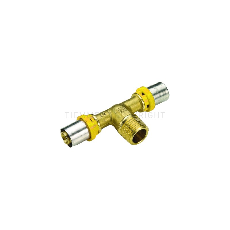 RACCORDO TEE M A PRESS TUBO AL - PEX GAS Ø 32X3/4"X32 - 2658 TIEMME 2650164 1