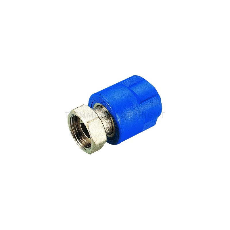 RACCORDO DIRITTO CON GIRELLO PPR COBRATHERM Ø 25 X 1" BLU - R117B TIEMME 500031 1