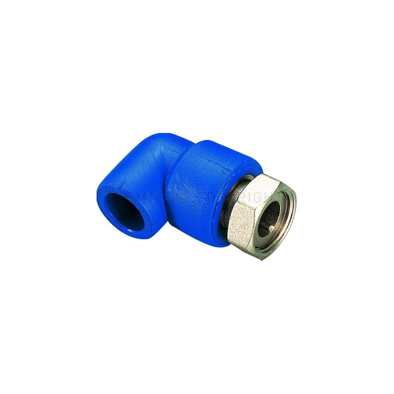 RACCORDO CURVO CON GIRELLO PPR COBRATHERM Ø 25 X 1" BLU - R118B TIEMME 500136 1