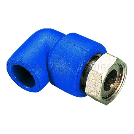 RACCORDO CURVO CON GIRELLO PPR COBRATHERM Ø 25 X 1" BLU - R118B TIEMME 500136 1