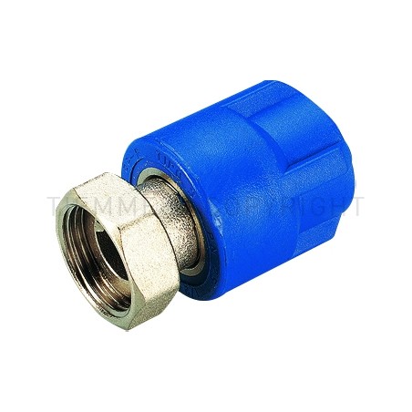 RACCORDO DIRITTO CON GIRELLO PPR COBRATHERM Ø 20 X 3/4" BLU - R117B TIEMME 500147 1