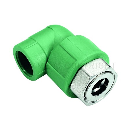 RACCORDO CURVO CON GIRELLO PPR GREEN LINE Ø 25 X 1" VERDE - R118V TIEMME 500195 1