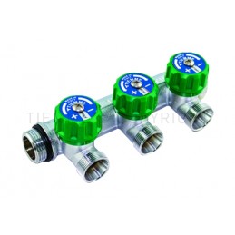 Collettori con rubinetti d'arresto MAXIMA CORNER 3/4"G con 2 vie 3/4"(18) maschio, in ottone cromato Tiemme 1850007 1850007 1