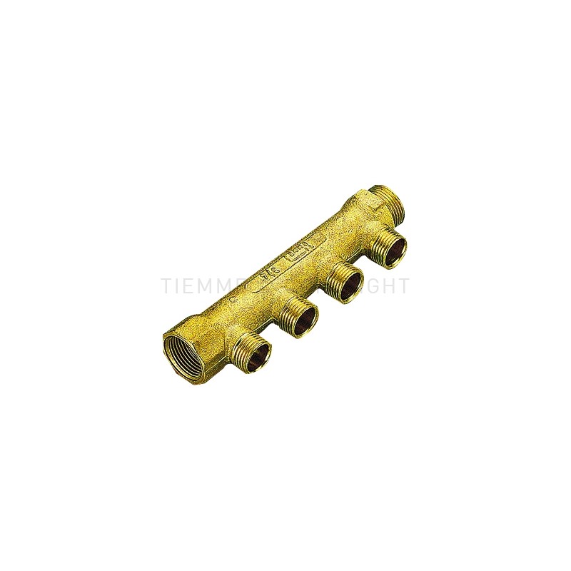 Collettore LINEARE in ottone 1"G maschio-femina con 4 vie 1/2"x16 maschio, in ottone giallo Tiemme 1910005 1910005 1