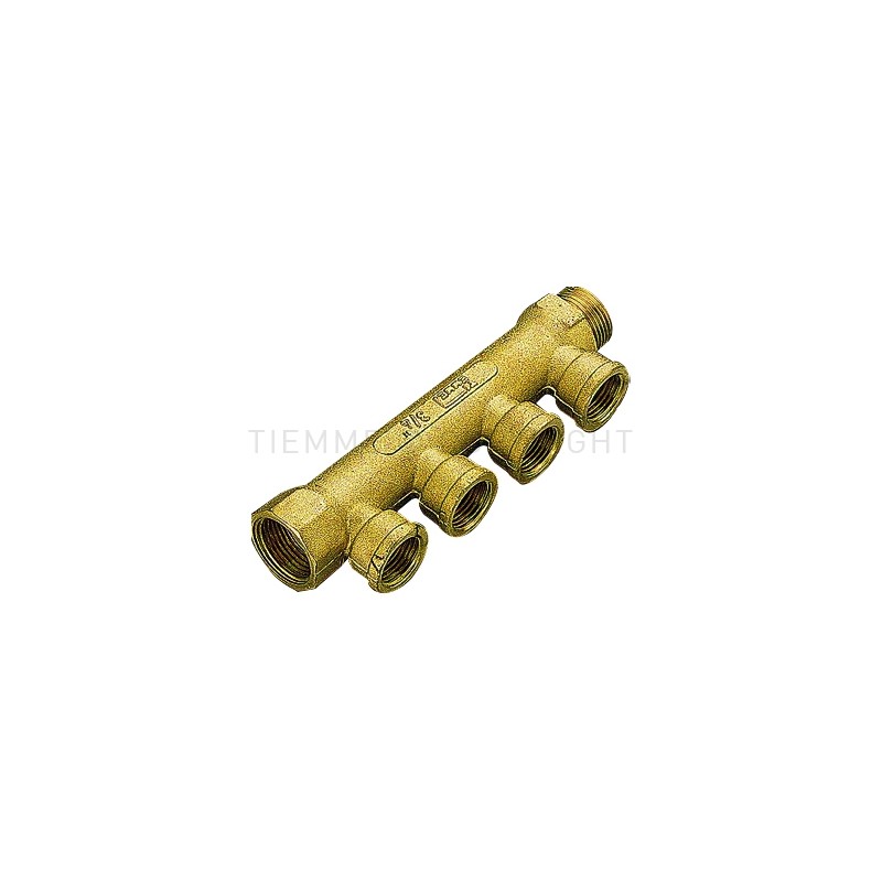Collettore Lineare in Ottone 1"G F-M con 3 Uscite 1/2" Femmina, Interasse 36 mm Tiemme 1910023 1910023 1